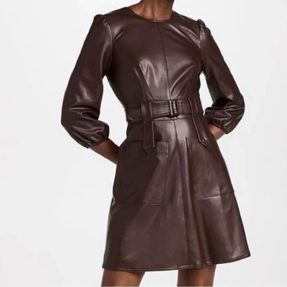 ✨ Shoshanna Faux Leather Belted Dress – Size 12 ✨ - Picture 1 of 7